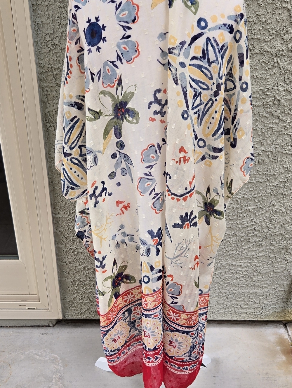 Whitedove Boho Floral Open Kimono Cardigan in Cream & Red - Picture 5 of 8